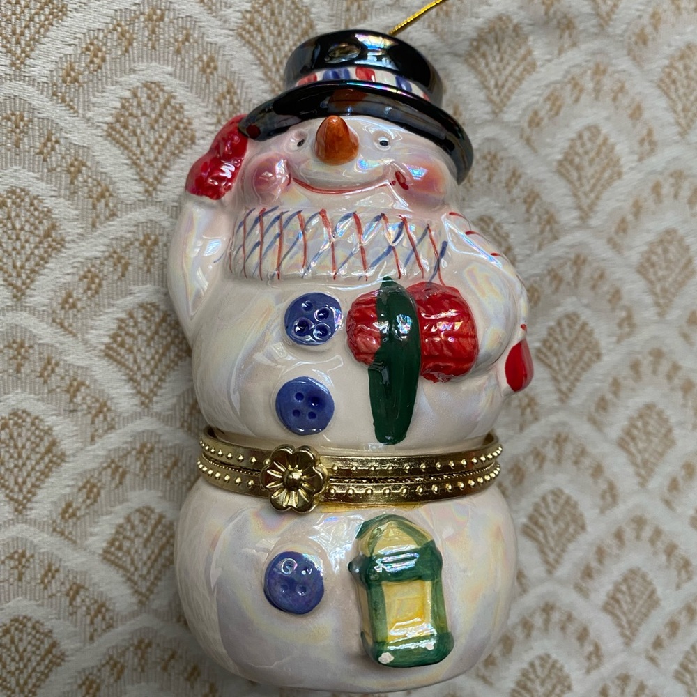 Christmas ornament snowman music box